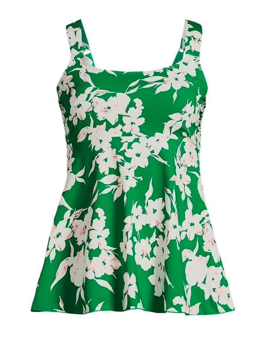NWT Lands' End Green Floral Flutter Tankini Top size 24W-26W
